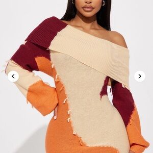 Fashion Nova Multicolor Off-Shoulder Sweater